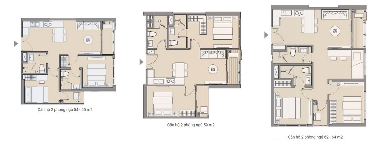 Thiết kế căn hộ 2 phòng ngủ