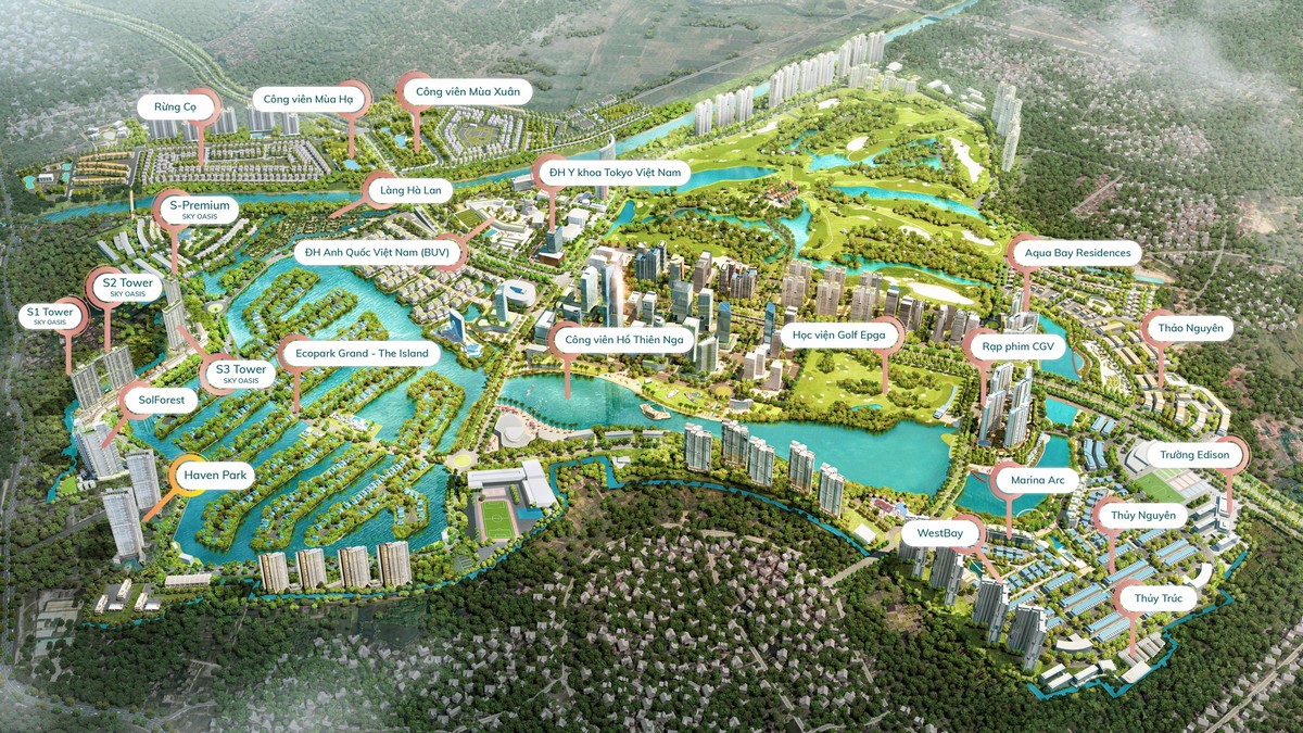 Mặt bằng tổng thể khu đô thị Ecopark Hưng Yên